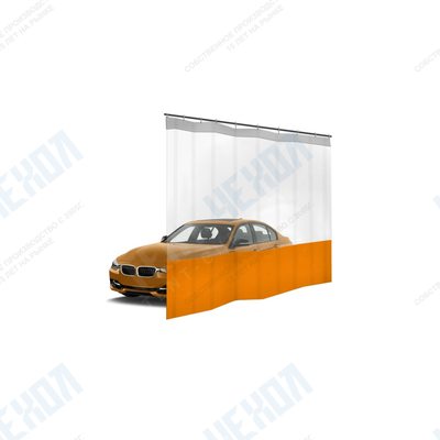 Шторы ПВХ для автомойки с окном, цвет оранжевый 1м³