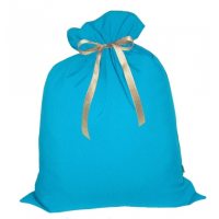 Мешок Деда Мороза подарочный бирюзовый 45х60 см