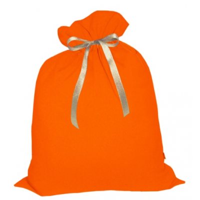 Мешок Деда Мороза подарочный оранжевй 45х60 см